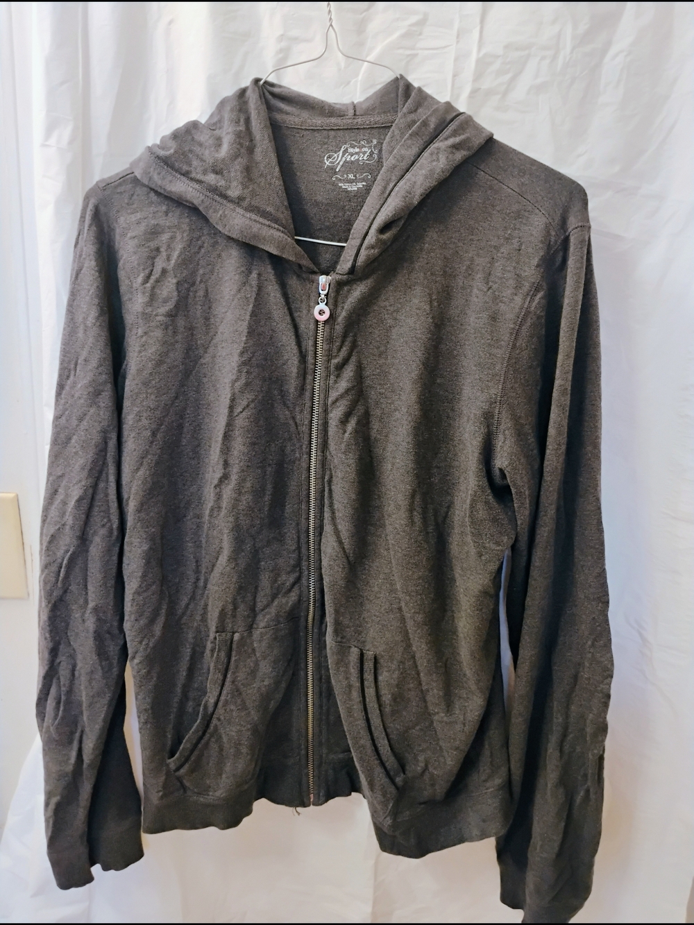 Style & Co. Women's Zip-Up Hooded Sweater - Dark Gray
